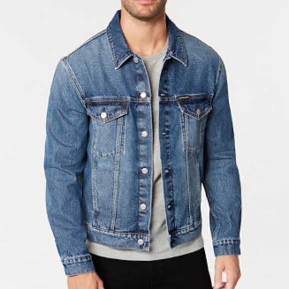 Calvin Klein blue denim trucker classic jacket US Size M - Picture 1 of 12